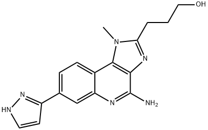 1H-Imidazo[4,5-c]quinoline-2-propanol, 4-amino-1-methyl-7-(1H-pyrazol-3-yl)- 化学構造式