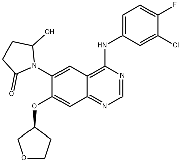 Afatinib impurity 11/Des-(4-dimethylamino-2-en-1-oxo)butylamino 6-(5-Hydroxy-pyrrolidin-2-on-1-yl) Afatinib 化学構造式