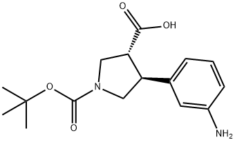 1,3-Pyrrolidinedicarboxylic acid, 4-(3-aminophenyl)-, 1-(1,1-dimethylethyl) ester 结构式