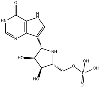 4H-Pyrrolo3,2-dpyrimidin-4-one, 7-(2S,3S,4R,5R)-3,4-dihydroxy-5-(phosphonooxy)methyl-2-pyrrolidinyl-1,5-dihydro- Structure