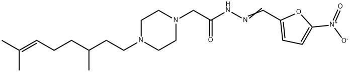 N'-[(5-Nitrofuran-2-yl)methylene]-4-(3,7-dimethyl-6-octenyl)-1-piperazineacetic acid hydrazide Structure