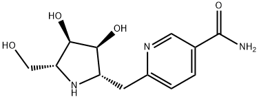 3-Pyridinecarboxamide, 6-(2S,3S,4R,5R)-3,4-dihydroxy-5-(hydroxymethyl)-2-pyrrolidinylmethyl- Struktur