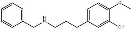 5-[3-(ベンジルアミノ)プロピル]-2-メトキシフェノール 化学構造式