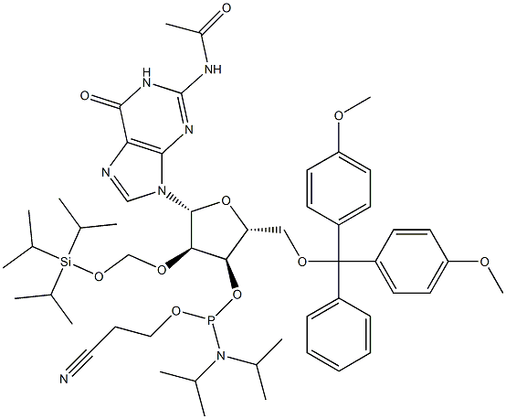 DMT-2'O-TOM-RG(AC) AMIDITE 12G, SINGLE,253586-14-0,结构式