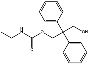 3-ヒドロキシ-2,2-ジフェニルプロピル=エチルカルバマート 化学構造式