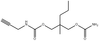 2-(カルバモイルオキシメチル)-2-メチルペンチル=2-プロピニルカルバマート 化学構造式