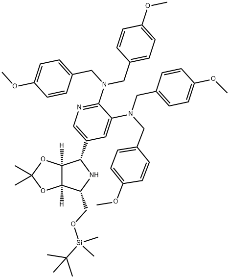 2,3-Pyridinediamine, 5-(3aS,4S,6R,6aR)-6-(1,1-dimethylethyl)dimethylsilyloxymethyltetrahydro-2,2-dimethyl-4H-1,3-dioxolo4,5-cpyrrol-4-yl-N,N,N,N-tetrakis(4-methoxyphenyl)methyl- Structure