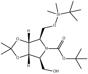 5H-1,3-Dioxolo4,5-cpyrrole-5-carboxylic acid, 4-(1,1-dimethylethyl)dimethylsilyloxymethyltetrahydro-6-(hydroxymethyl)-2,2-dimethyl-, 1,1-dimethylethyl ester, (3aR,4R,6S,6aS)- Structure