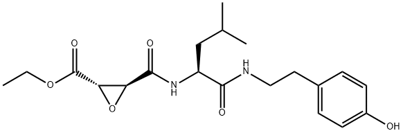 N-[[L-trans-3-(Ethoxycarbonyl)oxiran-2-yl]carbonyl]-L-leucyl-3-(p-hydroxyphenyl)ethylamide Struktur