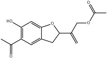 2-(5-Acetyl-6-hydroxycoumaran-2-yl)-2-propenyl=acetate Structure