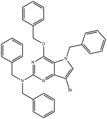 5H-Pyrrolo3,2-dpyrimidin-2-amine, 7-bromo-4-(phenylmethoxy)-N,N,5-tris(phenylmethyl)- 化学構造式