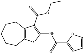 ethyl 2-(furan-2-carboxamido)-5,6,7,8-tetrahydro-4H-cyclohepta[b]thiophene-3-carboxylate Struktur