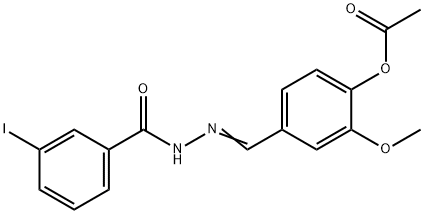 4-[2-(3-iodobenzoyl)carbonohydrazonoyl]-2-methoxyphenyl acetate Struktur