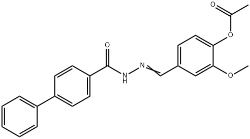 4-[2-(4-biphenylylcarbonyl)carbonohydrazonoyl]-2-methoxyphenyl acetate Struktur