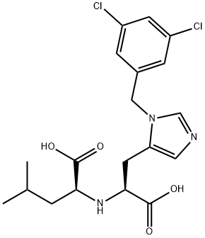 N-[(S)-1-カルボキシ-2-[1-(3,5-ジクロロベンジル)-1H-イミダゾール-5-イル]エチル]-L-ロイシン 化学構造式