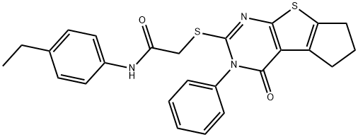 N-(4-ethylphenyl)-2-[(1-oxo-2-phenyl-7,8-dihydro-6H-cyclopenta[2,3]thieno[2,4-b]pyrimidin-3-yl)sulfanyl]acetamide Structure