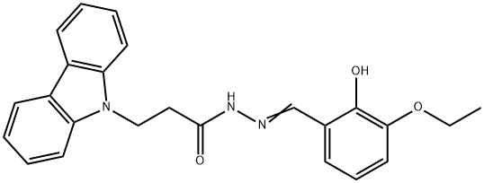 (E)-3-(9H-carbazol-9-yl)-N-(3-ethoxy-2-hydroxybenzylidene)propanehydrazide Structure