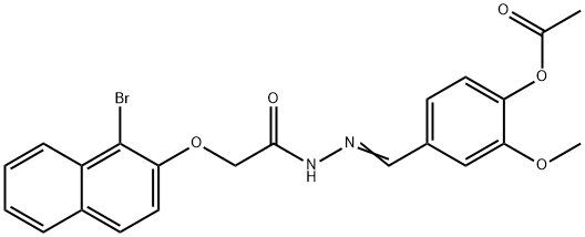 4-(2-{[(1-bromo-2-naphthyl)oxy]acetyl}carbonohydrazonoyl)-2-methoxyphenyl acetate Struktur