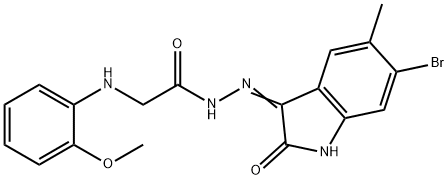 N'-(6-bromo-5-methyl-2-oxo-1,2-dihydro-3H-indol-3-ylidene)-2-[(2-methoxyphenyl)amino]acetohydrazide (non-preferred name) 结构式