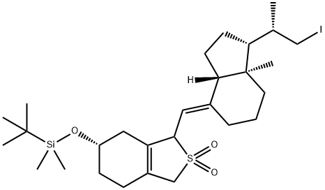 (6S)-6-[[tert-ButyldiMethylsilyloxy]-1,3,4,5,6,7-hexahydro-1-[(E)-[(1R,3aS,7aR)-octahydro-1-[(1S)-2-iodo-1-Methylethyl]-7a-Methyl-4H-inden-4-ylidene]Methyl]benzo[c]thiophene 2,2-Dioxide 化学構造式