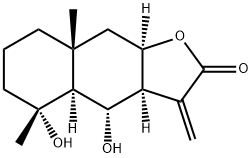 4Α,6Α-DIHYDROXYEUDESM-11(13)-EN-12,8Β-OLIDE, 35001-19-5, 结构式