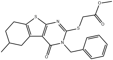 methyl 2-[(3-benzyl-6-methyl-4-oxo-5,6,7,8-tetrahydro-[1]benzothiolo[2,3-d]pyrimidin-2-yl)sulfanyl]acetate Structure