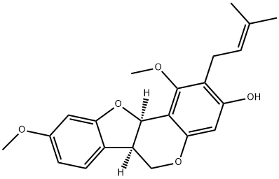(6aR)-6aα,11aα-ジヒドロ-1,9-ジメトキシ-2-(3-メチル-2-ブテニル)-6H-ベンゾフロ[3,2-c][1]ベンゾピラン-3-オール 化学構造式