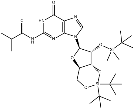 3',5'-O-DTBS-2'-O-TBDMS-N2-ibu-rG Structure