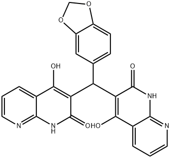 1,8-Naphthyridin-2(1H)-one,3,3-(1,3-benzodioxol-5-ylmethylene)bis[4-hydroxy-(9CI) Structure