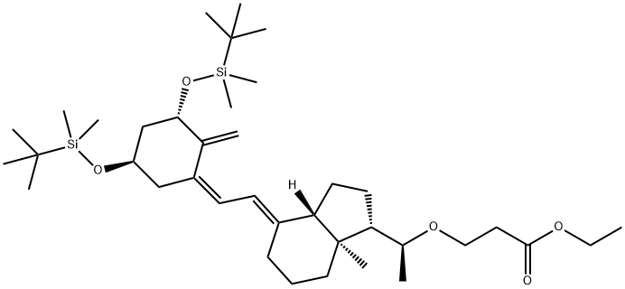 Propanoic acid, 3-[(1S)-1-[(1S,3aS,4E,7aS)-4-[(2Z)-[(3S,5R)-3,5-bis[[(1,1-diMethylethyl)diMethylsilyl]oxy]-2-Methylenecyclohexylidene]ethylidene]octahydro-7a-Methyl-1H-inden-1-yl]ethoxy]-, ethyl este 化学構造式