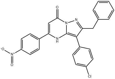 2-苄基-3-(4-氯苯基)-5-(4-硝基苯基)吡唑并[1,5-A]嘧啶-7(4H)-酮, 419547-11-8, 结构式