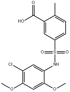 Benzoic acid, 5-[[(5-chloro-2,4-dimethoxyphenyl)amino]sulfonyl]-2-methyl- Structure