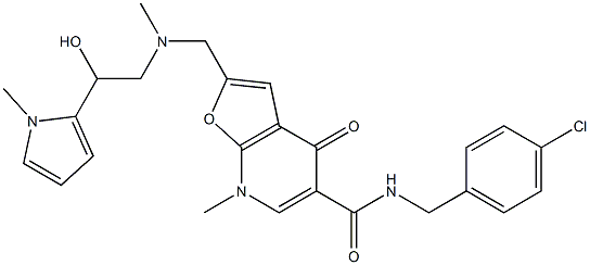 Furo[2,3-b]pyridine-5-carboxamide,  N-[(4-chlorophenyl)methyl]-4,7-dihydro-2-[[[2-hydroxy-2-(1-methyl-1H-pyrrol-2-yl)ethyl]methylamino]methyl]-7-methyl-4- Struktur