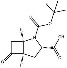 2-Azabicyclo[3.2.0]heptane-2,3-dicarboxylic acid, 6-oxo-, 2-(1,1-dimethylethyl) ester, (1R,3S,5R)- 化学構造式