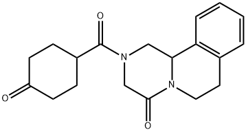 rac-1,2,3,6,7,11b-Hexahydro-2-[(4-oxocyclohexyl)carbonyl]-4H-pyrazino[2,1-a]isoquinolin-4-one 化学構造式