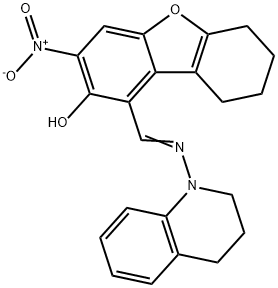 2-Dibenzofuranol,1-[[(3,4-dihydro-1(2H)-quinolinyl)imino]methyl]-6,7,8,9-tetrahydro-3-nitro-(9CI) Structure