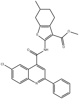 methyl 2-(6-chloro-2-phenylquinoline-4-carboxamido)-6-methyl-4,5,6,7-tetrahydrobenzo[b]thiophene-3-carboxylate Structure