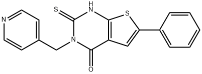 6-phenyl-3-(pyridin-4-ylmethyl)-2-sulfanylidene-1H-thieno[2,3-d]pyrimidin-4-one 化学構造式