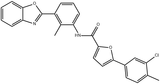 2-Furancarboxamide,N-[3-(2-benzoxazolyl)-2-methylphenyl]-5-(3-chloro-4-methylphenyl)-(9CI) 化学構造式