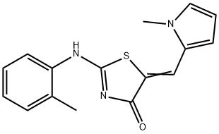 4(5H)-Thiazolone,2-[(2-methylphenyl)amino]-5-[(1-methyl-1H-pyrrol-2-yl)methylene]-(9CI) 化学構造式