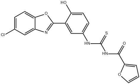 2-Furancarboxamide,N-[[[3-(5-chloro-2-benzoxazolyl)-4-hydroxyphenyl]amino]thioxomethyl]-(9CI) Struktur