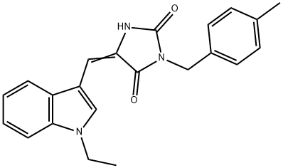 2,4-Imidazolidinedione,5-[(1-ethyl-1H-indol-3-yl)methylene]-3-[(4-methylphenyl)methyl]-(9CI),593265-37-3,结构式