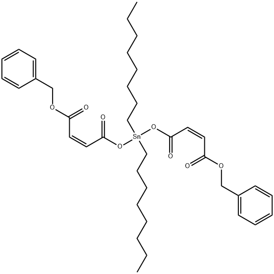 (Z,Z)-8,8-二辛基-3,6,10-三氧代-1-苯基-2,7,9-三氧杂-8-锡十三烷基-4,11-二烯-13-酸苯基甲基酯 结构式