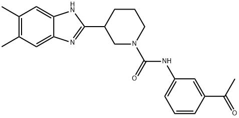 1-Piperidinecarboxamide,N-(3-acetylphenyl)-3-(5,6-dimethyl-1H-benzimidazol-2-yl)-(9CI) Struktur