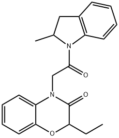 1H-Indole,1-[(2-ethyl-2,3-dihydro-3-oxo-4H-1,4-benzoxazin-4-yl)acetyl]-2,3-dihydro-2-methyl-(9CI) Structure