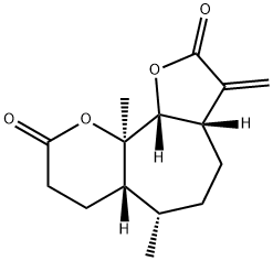 (3aS,6aβ,10bβ)-Dodecahydro-6α,10aα-dimethyl-3-methylenefuro[3',2':6,7]cyclohepta[1,2-b]pyran-2,9-dione Struktur
