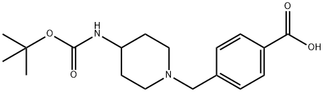 4-[4-(tert-Butoxycarbonylamino)piperidin-1-yl]methylbenzoic acid Struktur