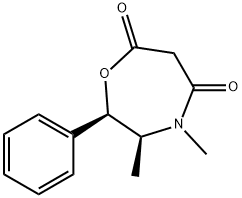 (2R,3S)-(-)-3,4-DIMETHYL-5,7-DIOXO-2-PHENYLPERHYDRO-1,4-OXAZEPINE) 化学構造式