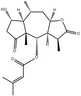 3-Methyl-2-butenoic acid (3S,3aα,7aα,9aα)-dodecahydro-7α-hydroxy-3β,4aβ,8α-trimethyl-2,5-dioxoazuleno[6,5-b]furan-4α-yl ester Struktur