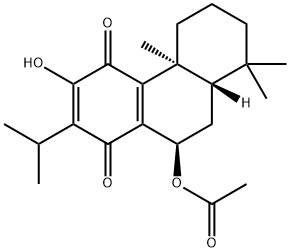 (4bS)-4b,5,6,7,8,8aβ,9,10-オクタヒドロ-3-ヒドロキシ-10β-アセトキシ-2-イソプロピル-4bα,8,8-トリメチル-1,4-フェナントレンジオン 化学構造式